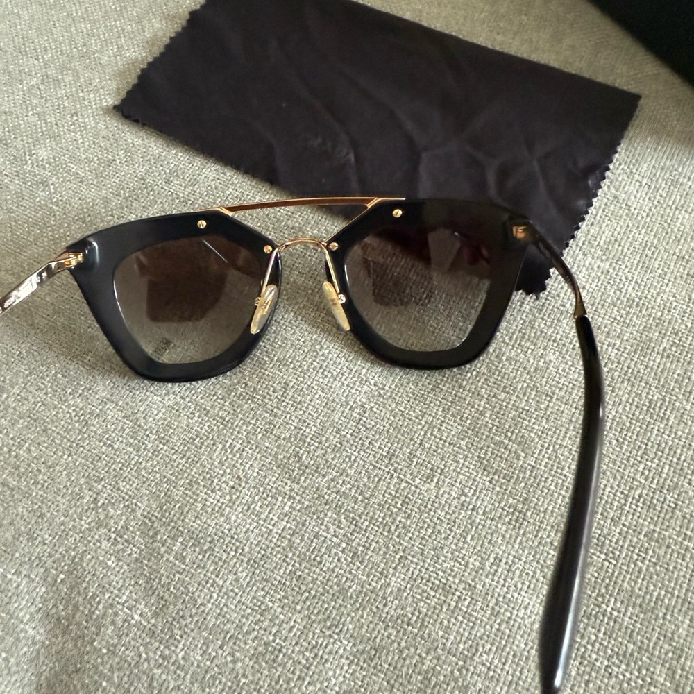 Prada Women's Sunglasses in Black with Gold Detail - Picture 6 of 6